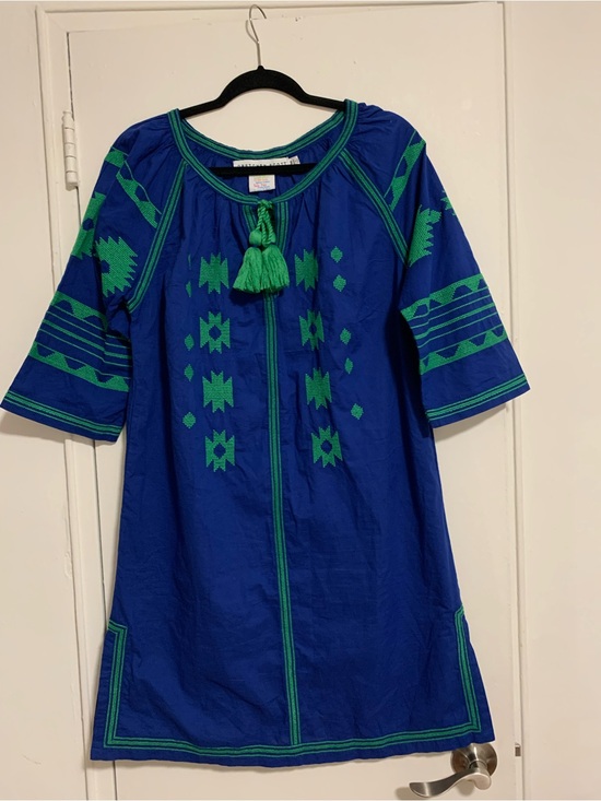 Gretchen Scott Designs Dresses & Skirts - Gretchen Scott Designs Cobalt Blue Dress with Green Embroidery